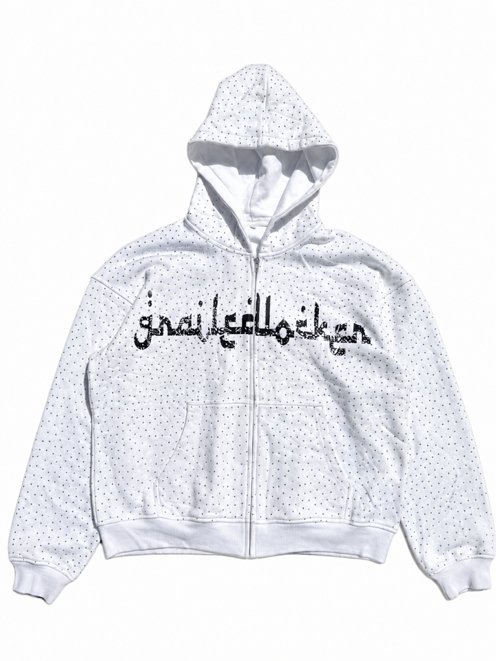 White Arabic Grailed Locker Zip Up Hoodie