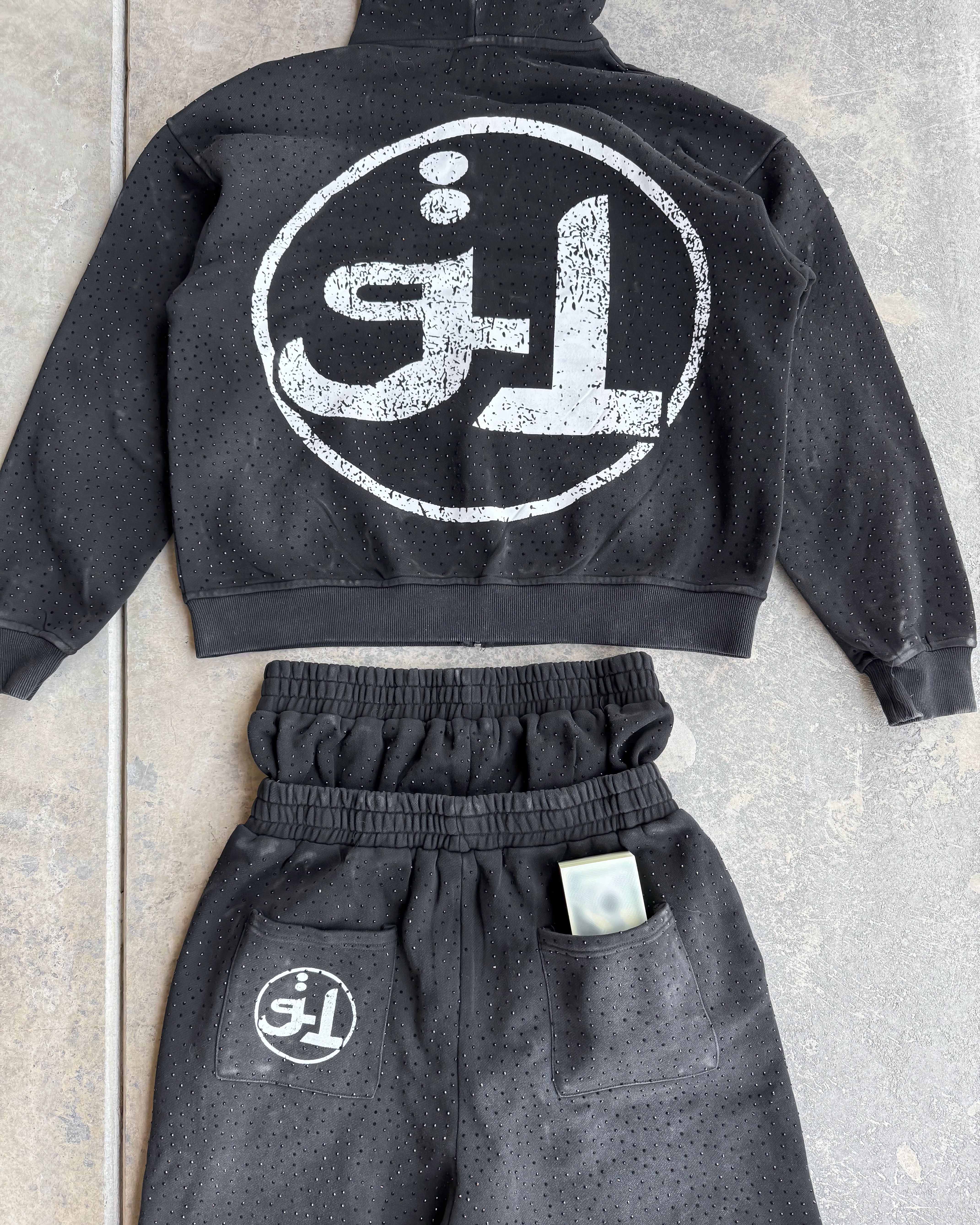 Arabic Grailed Locker Zip Up Hoodie - Rhinestone Streetwear