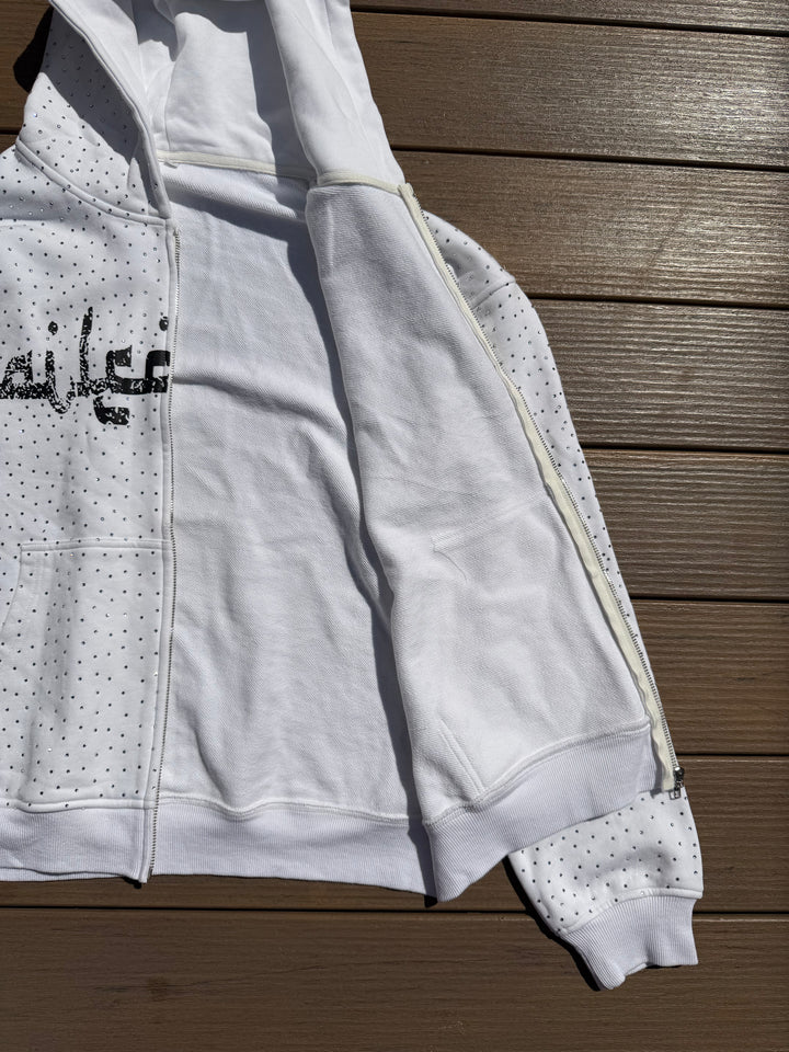 White Arabic Grailed Locker Zip Up Hoodie